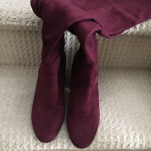 Burgundy Over Knee Boots